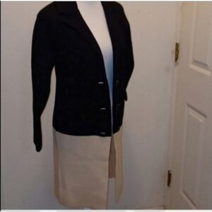 Carole Christian Color Block knit cardian sweater long line blazer career
